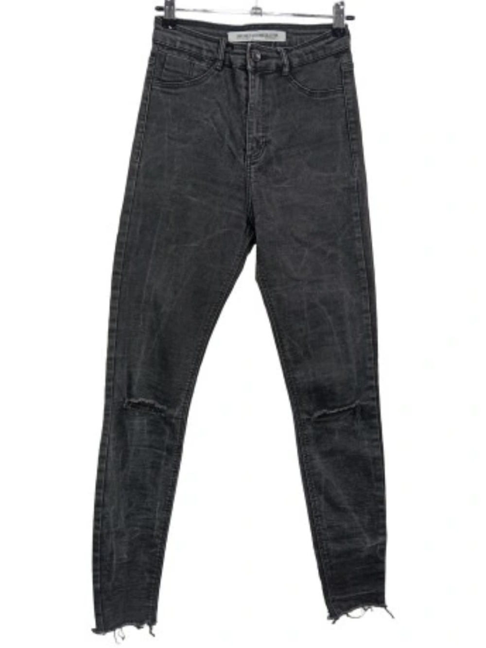 Zara Black Washed Skinny Jeans - Distressed Knee Detail
